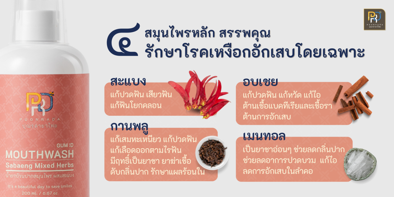 สมุนไพรส่วนประกอบยาแก้เหงือกอักเสบ